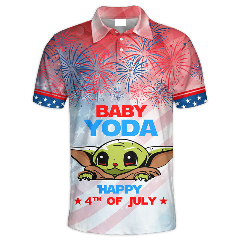 Star Wars Baby Yoda Happy 4th of July - Polo Shirt