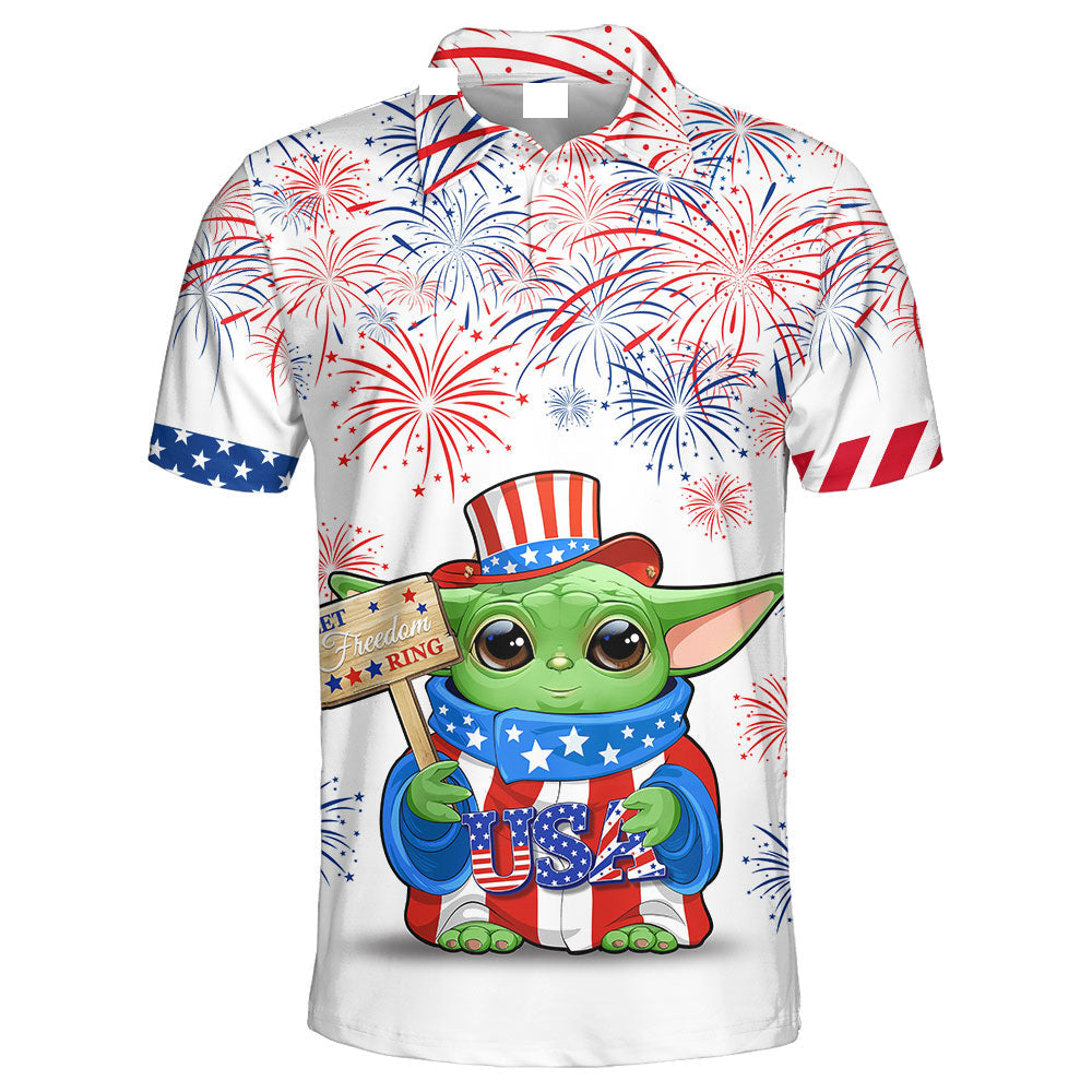 Star Wars Baby Yoda Independence Day Polo Shirt - Gift For Fans