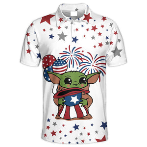 Star Wars Baby Yoda Fireworks Independence Day - Polo Shirt