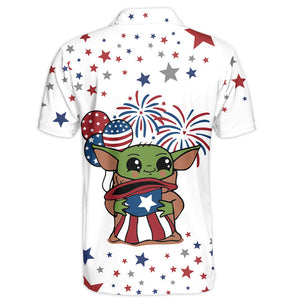 Star Wars Baby Yoda Fireworks Independence Day - Polo Shirt