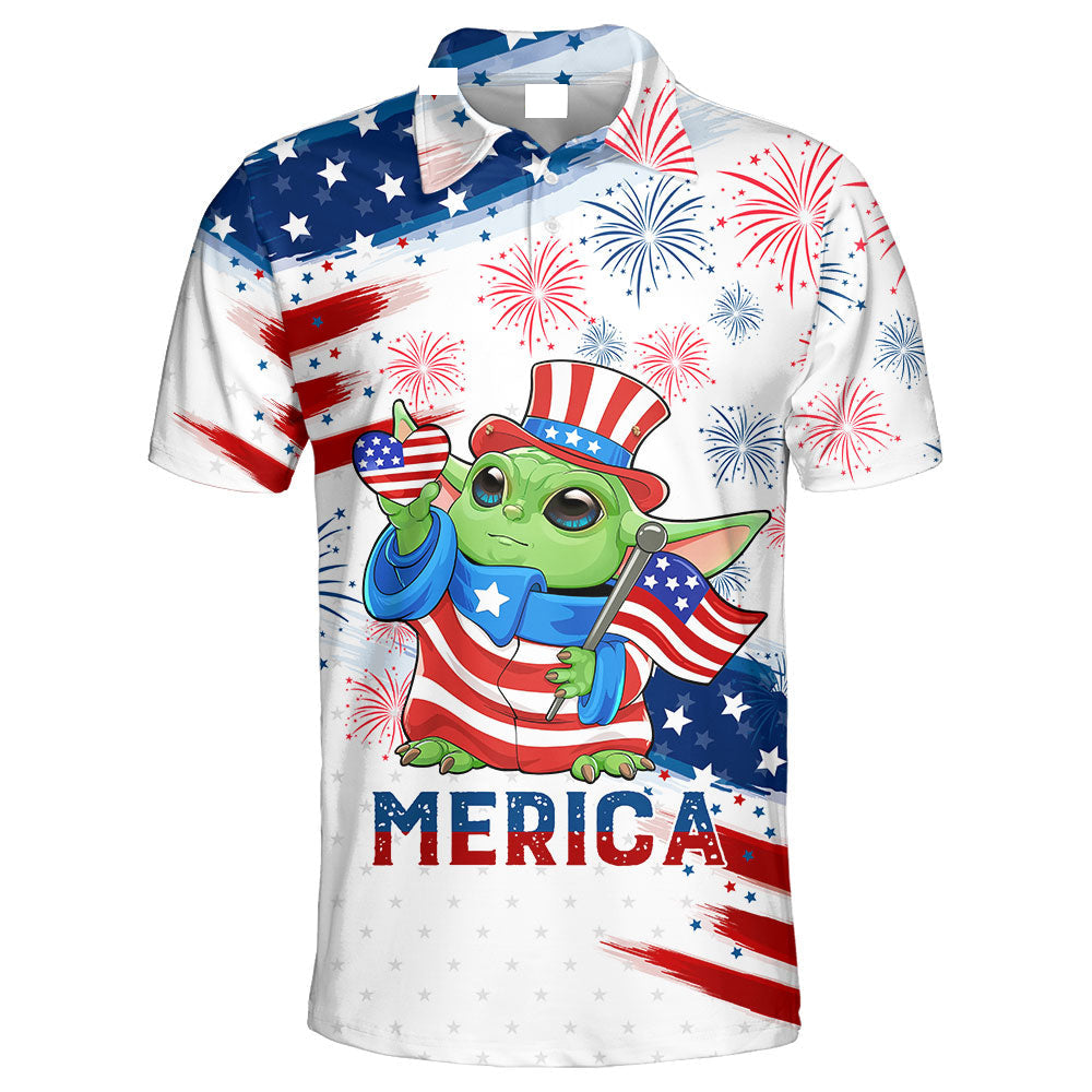 Star Wars Yoda In The 4th July Independence Day - Polo Shirt