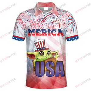 Star Wars Baby Yoda Merica 4th Of July - Polo Shirt