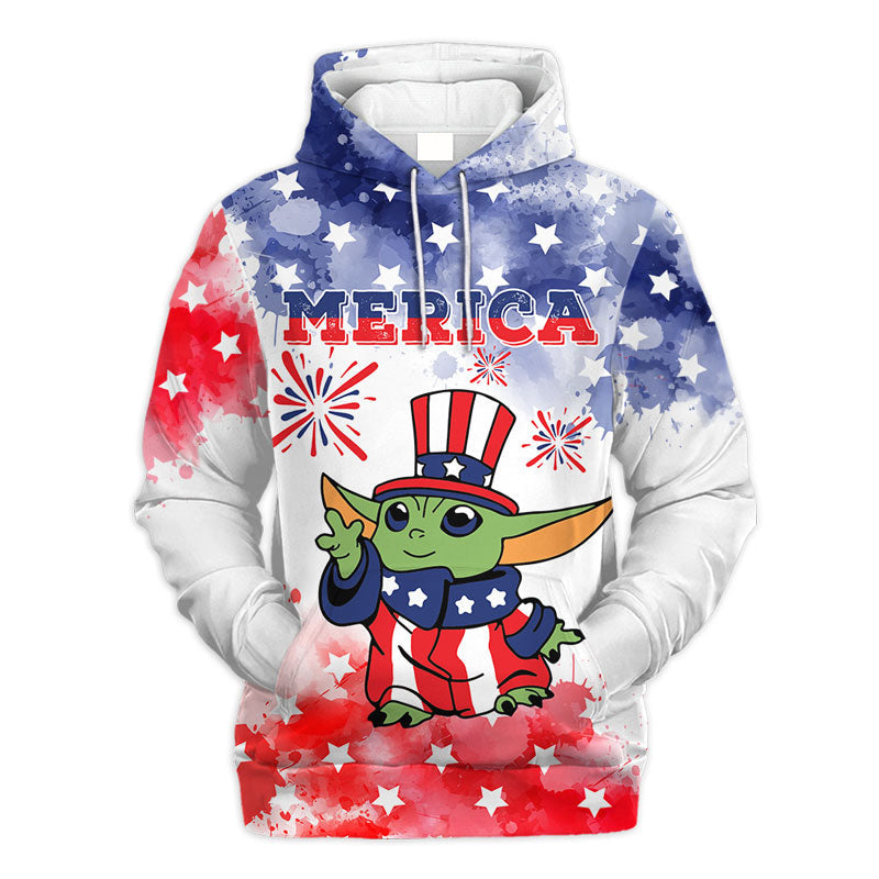 Star Wars Baby Yoda Merica Independence Day Gift For Fans - Hoodie