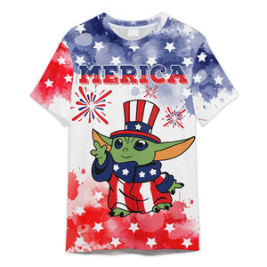 Star Wars Adorable Yoda Merica Independence Day 3D T-shirt