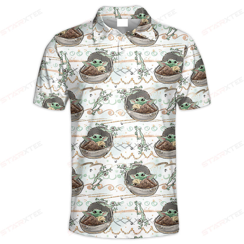 Star Wars Baby Yoda Pattern Polo Shirt - Gift For Fans