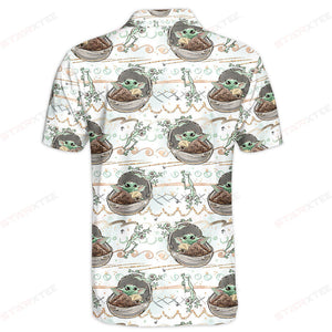 Star Wars Baby Yoda Pattern Polo Shirt - Gift For Fans