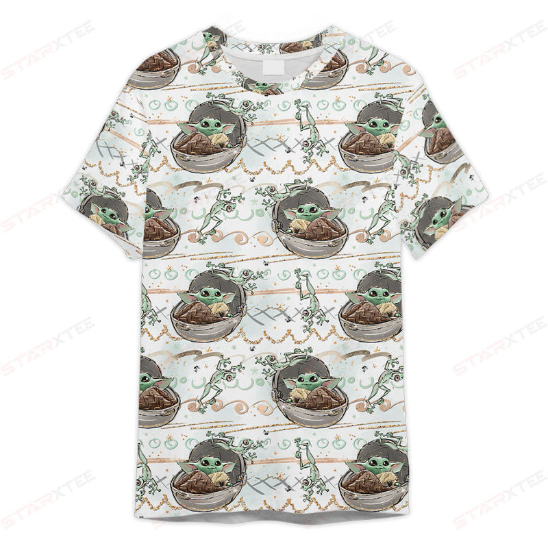 Star Wars Green Baby Yoda Pattern Gift For Fans - 3D T-shirt