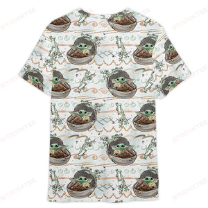 Star Wars Green Baby Yoda Pattern Gift For Fans - 3D T-shirt