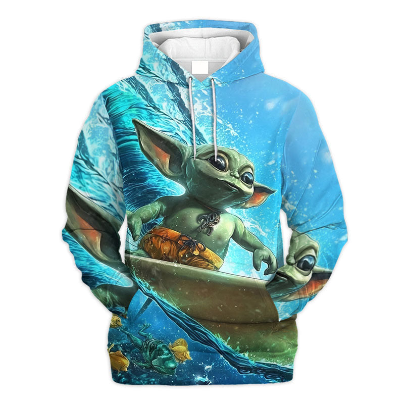 Star Wars Baby Yoda Surfing Gift For Fans - Hoodie