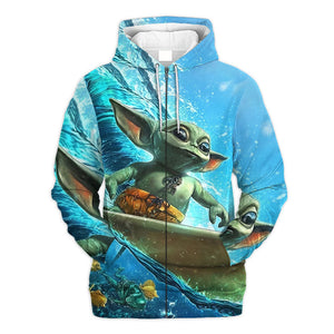 Star Wars Baby Yoda Surfing Gift For Fans - Hoodie