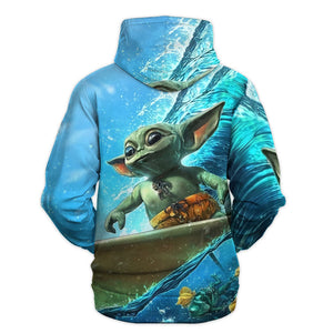 Star Wars Baby Yoda Surfing Gift For Fans - Hoodie