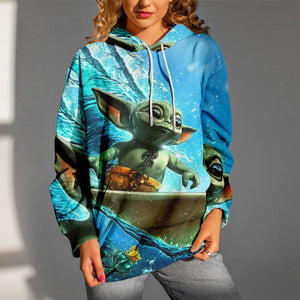 Star Wars Baby Yoda Surfing Gift For Fans - Hoodie