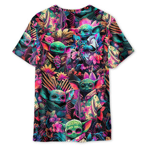 Star Wars Baby Yoda Synthwave Cool - 3D T-shirt