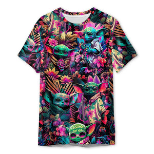 Star Wars Baby Yoda Synthwave Cool - 3D T-shirt