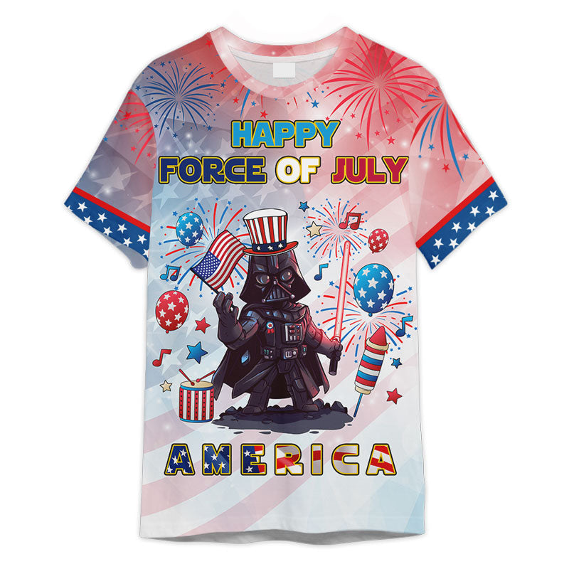 Star Wars Darth Vader Happy Force Of July America - 3D T-shirt