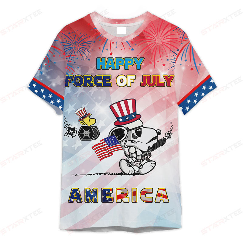 Star Wars Snoopy Happy Force Of July America - 3D T-shirt