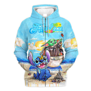 Star Wars Stitch And Baby Yoda Summer Gift For Fans - Hoodie