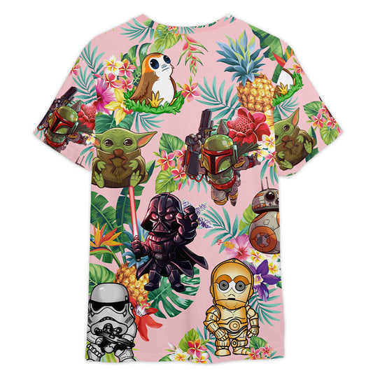 StarWarsTropicalFlowersBeachGiftForFansUnisex3DT shirt OwlOhh_2366_2
