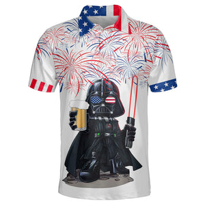 Starwars Independence Day Darth Vader With Beer - Polo Shirt