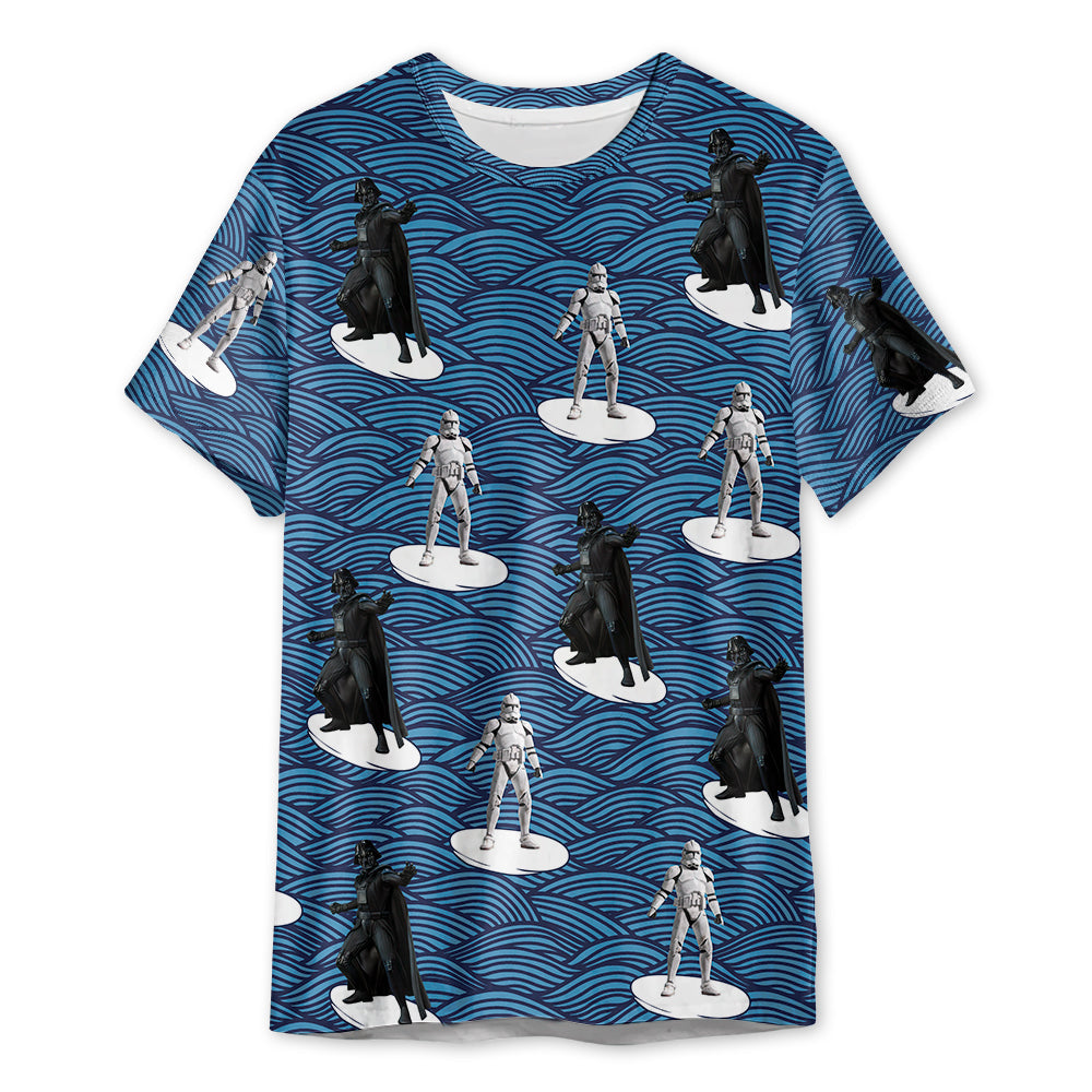 Starwars Storm Trooper Darth Vader Surfing - 3D T-shirt