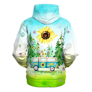 Stay Trippy Little Hippie Bus On The Road And Sunflower - Hoodie For Men, Women