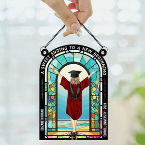 Sweet Ending To New Beginning - Personalized Window Hanging Suncatcher Ornament -GR4 PT