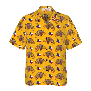 Armadillo And State Of Texas Flag Pattern Hawaiian Shirt