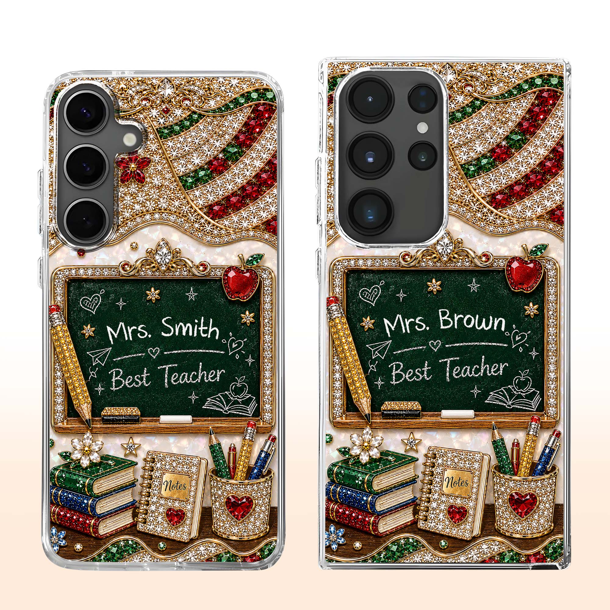MBest Teacher Rhinestone Chalkboard With Apple And Books - Personalized Phone Case - Gifts For Teacher VD01 