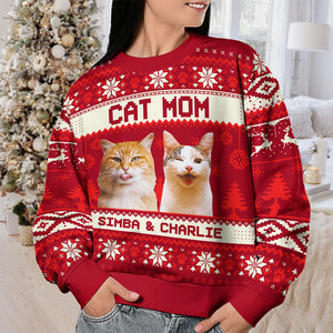 Custom Photo Busy Being A Cat Mama - Personalized Ugly Sweater - Gift For Cat Lover, Cat Mom, Cat Dad - NH96