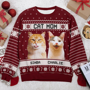 Custom Photo World's Best Cat Dad - Personalized Ugly Sweater - Gift For Cat Lover, Cat Mom, Cat Dad - NH96