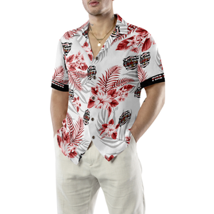 The Red Line Black American Flag Firefighter Hawaiian Shirt