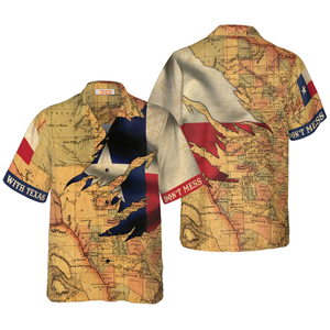 Texas Flag And Map Vintage Texas Hawaiian Shirt