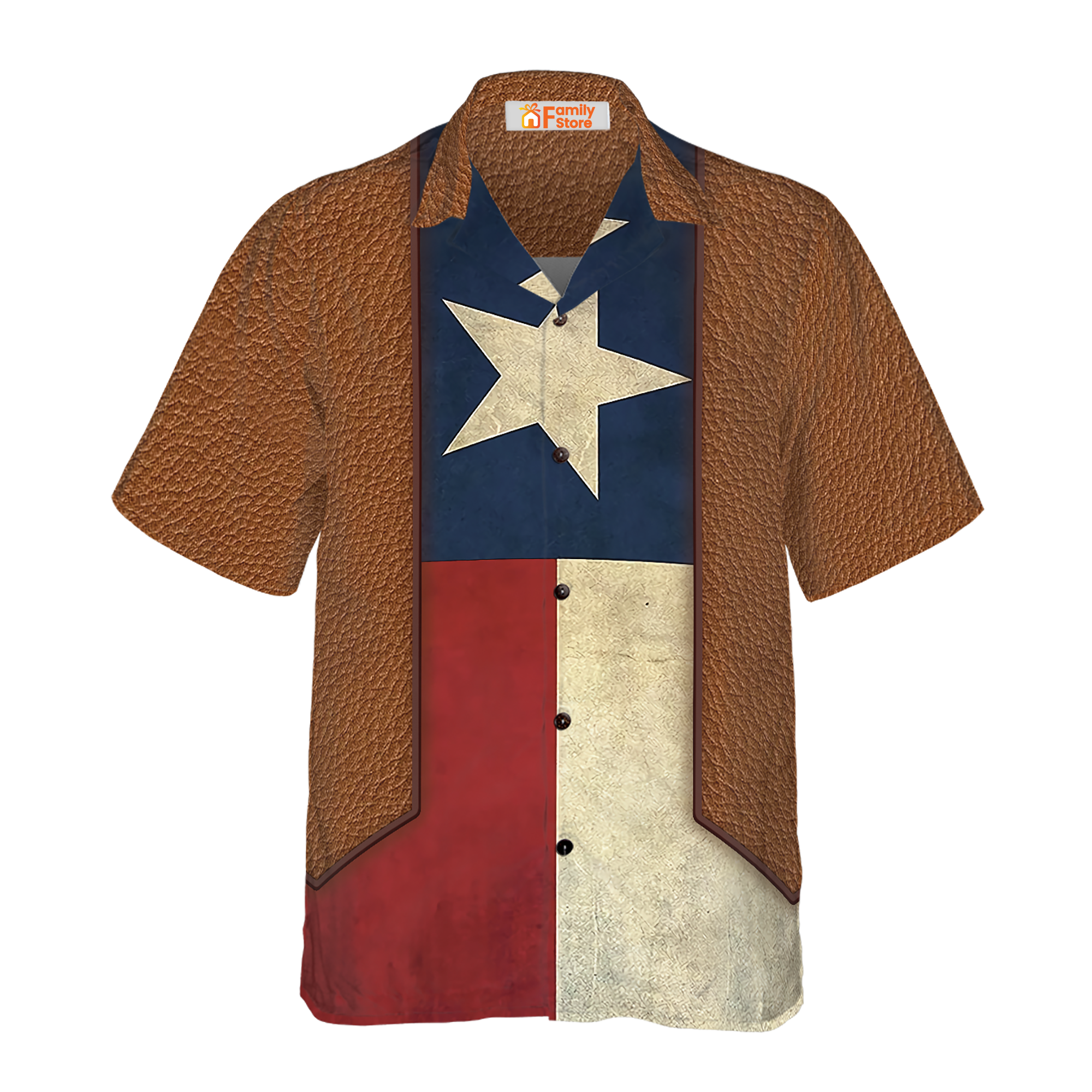 The Lone Star State Cowboy Style Vintage Texas Flag Hawaiian Shirt
