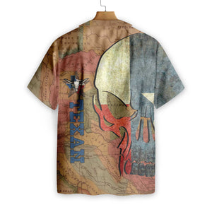 Texan And Skull Map And Flag Pattern Texas Hawaiian Shirt