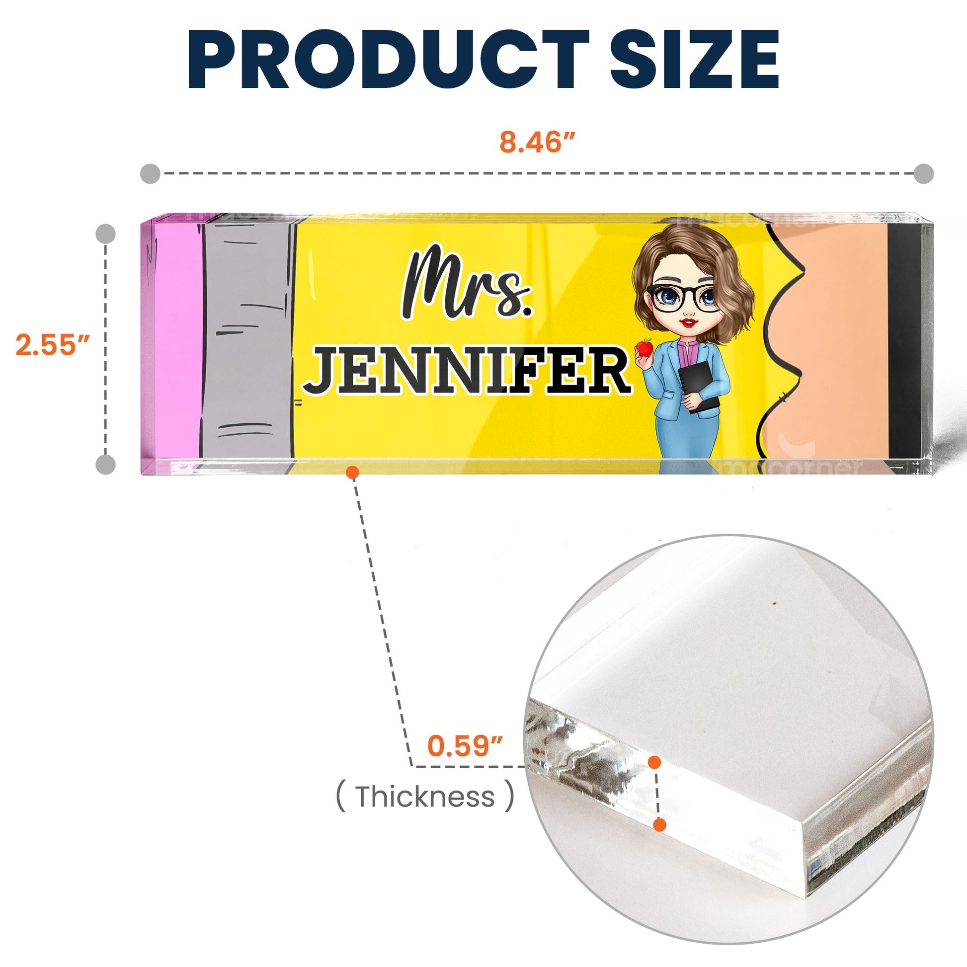 Teacher Desk Name Plate With Pencil Pattern Personalized Name Plate_6