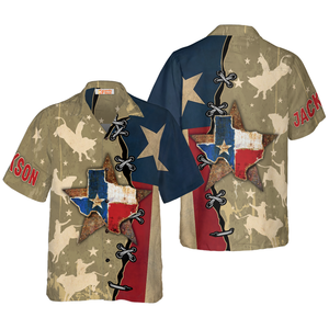 Personalized Texas Flag & Rodeo Texas Custom Hawaiian Shirt