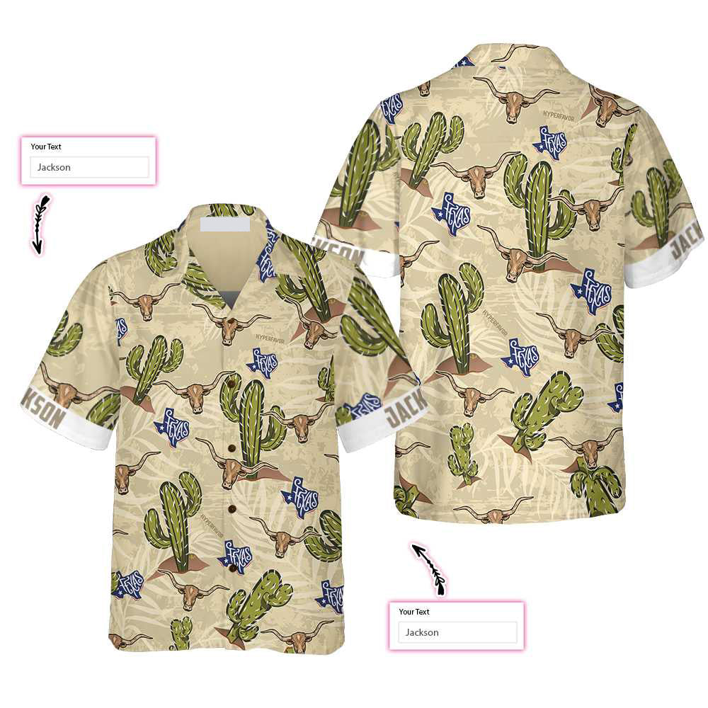 Personalized Texas Longhorn Cactus Custom Hawaiian Shirt