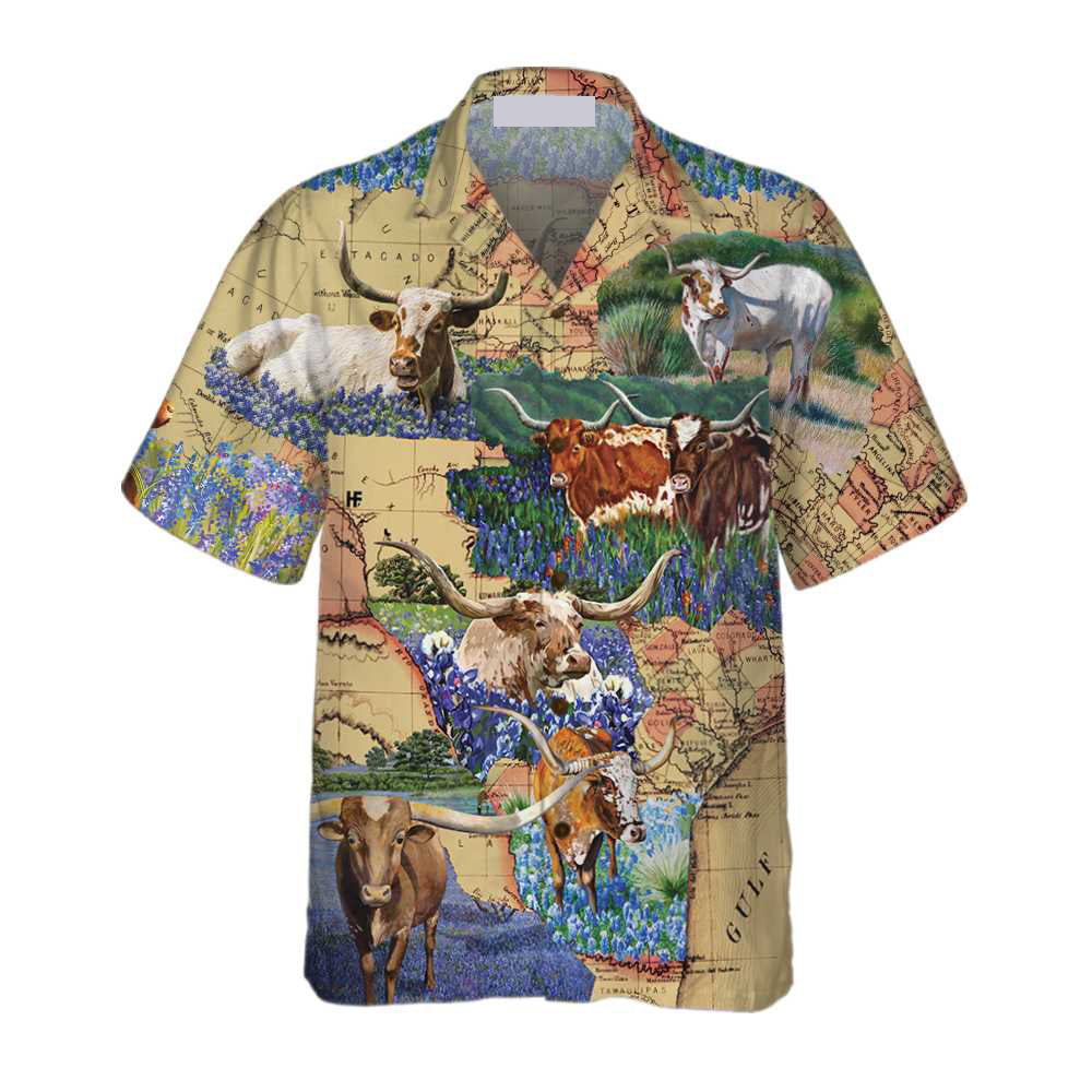 Texas Longhorn Hawaiian Shirt, Unique Texas Shirt, Gift For Texas Lovers