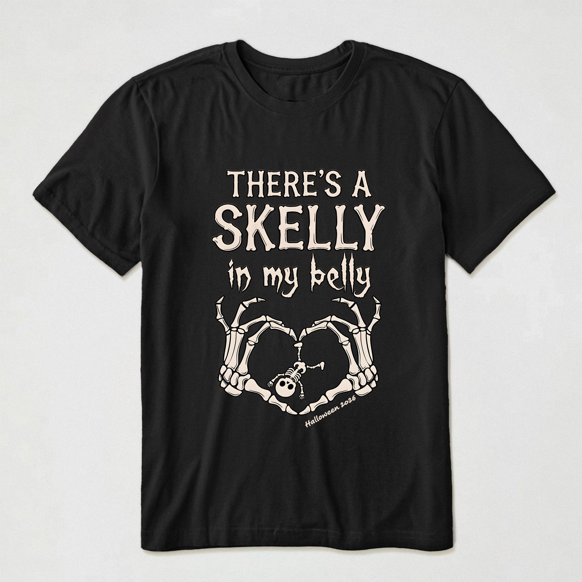 There_s_A_Skelly_In_My_Belly_Pregnancy_Announcement_Personalized_Shirt_3