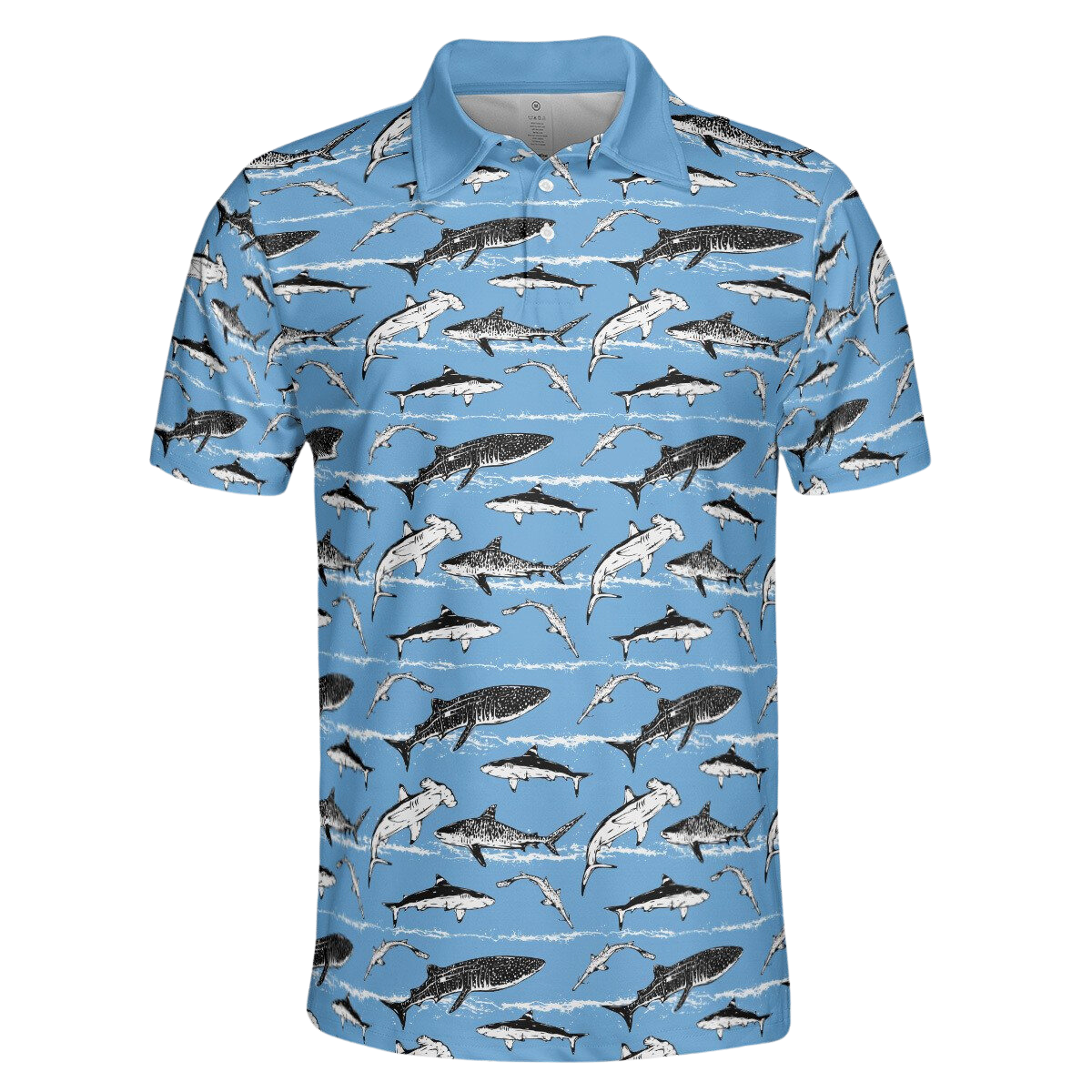 Swimming Sharks Pattern - Polo Shirt For Men