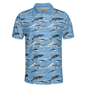 Swimming Sharks Pattern - Polo Shirt For Men