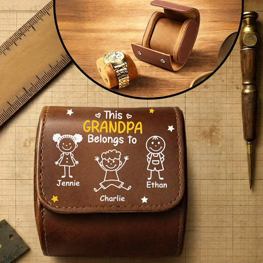 ThisGrandpaDadBelongsToKidsPet PersonalizedLeatherWatchCase DH247 HAL3906 MKDEF