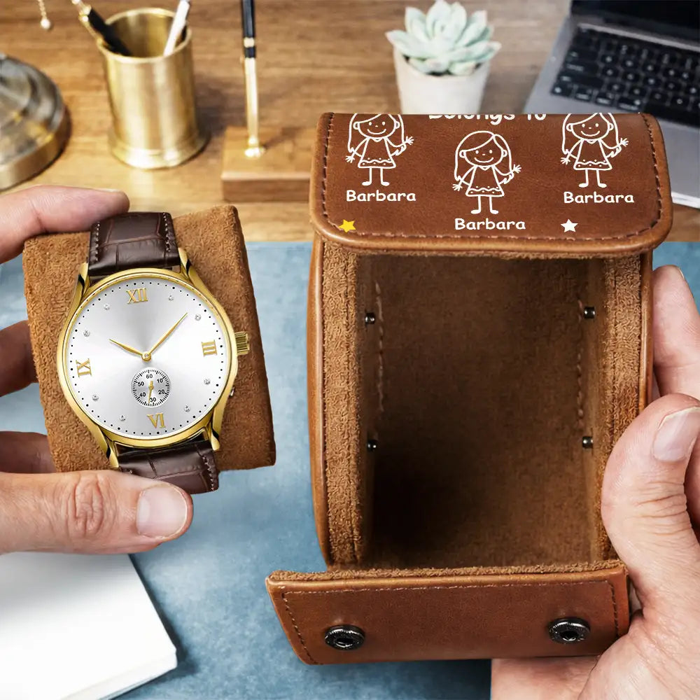 ThisGrandpaDadBelongsToKidsPet PersonalizedLeatherWatchCase DH247 HAL3906 MKWEB2