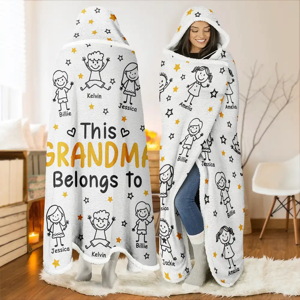 ThisGrandpaGrandmaBelongsToKidsPet PersonalizedWearableHoodedBlanket NV1388 CLA1876 MK1