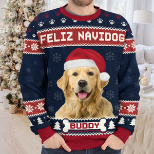 Custom Photo We Wish You A Merry Woofmas - Personalized Ugly Sweater - Gift For Dog Lover, Dog Mom, Dog Dad - NH96