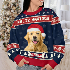 Custom Photo We Wish You A Merry Woofmas - Personalized Ugly Sweater - Gift For Dog Lover, Dog Mom, Dog Dad - NH96