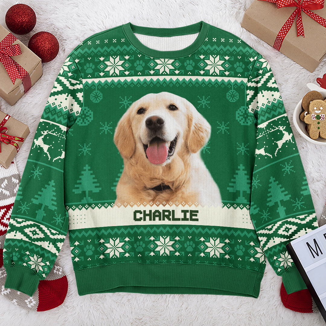 Custom Photo My Heart Is In Your Paws - Personalized Ugly Sweater - Christmas Gift For Pet Owners, Pet Lovers - NH96