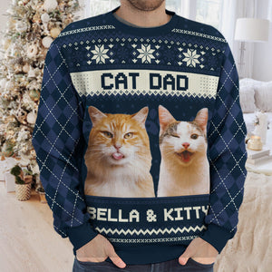 Custom Photo Home Is Where My Cat Is - Personalized Ugly Sweater - Gift For Cat Lover, Cat Mom, Cat Dad NH96