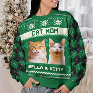 Custom Photo Home Is Where My Cat Is - Personalized Ugly Sweater - Gift For Cat Lover, Cat Mom, Cat Dad NH96