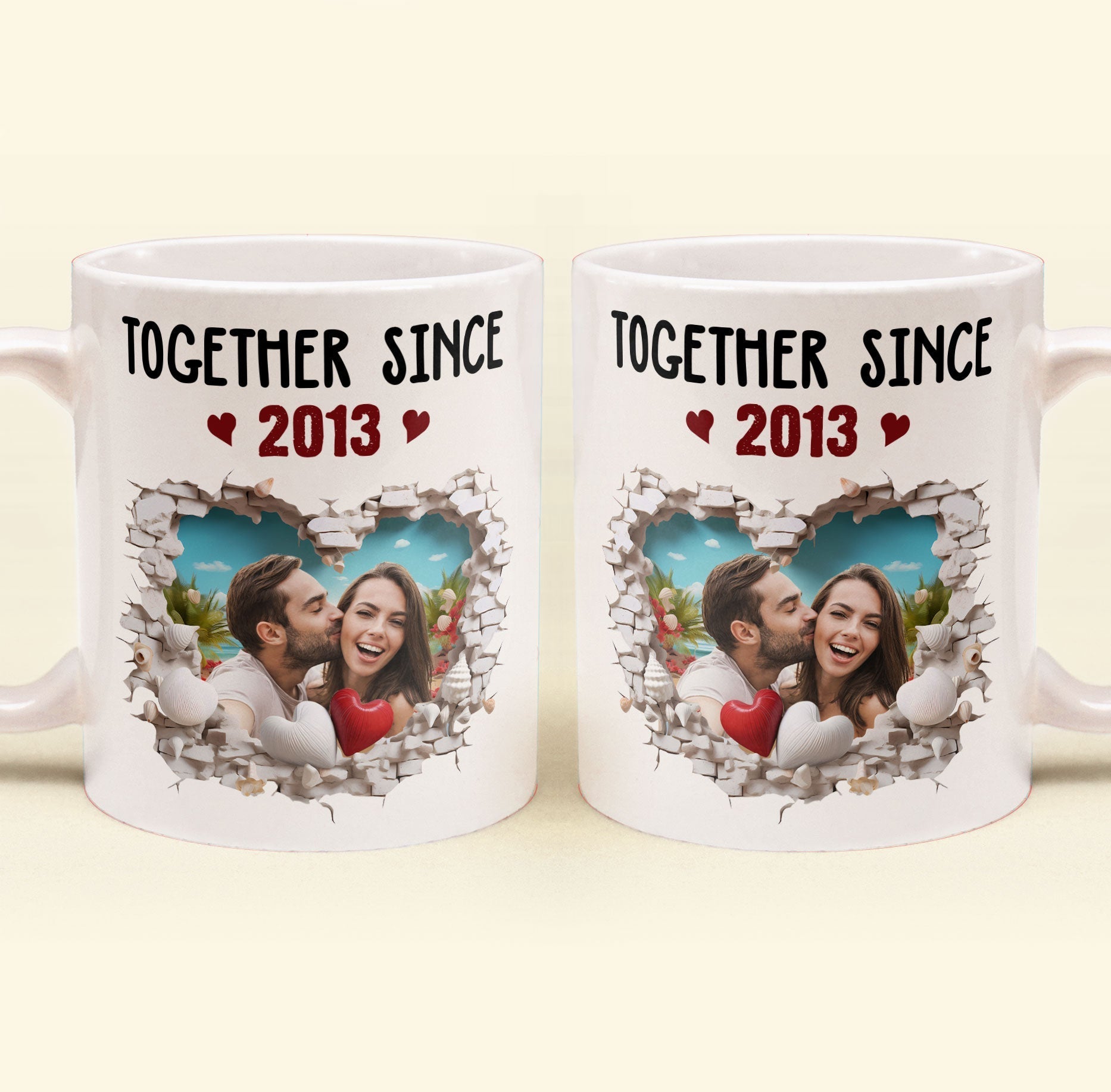 Custom Photo Together Since Anniversary Gift - Personalized Ceramic Mug - Gift For Couple, Husband Wife, Anniversary, Engagement, Wedding, Marriage Gift NH96